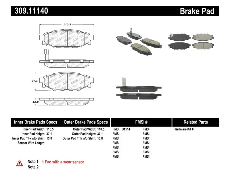 Plaquettes de frein arrière StopTech Performance 08-10 WRX