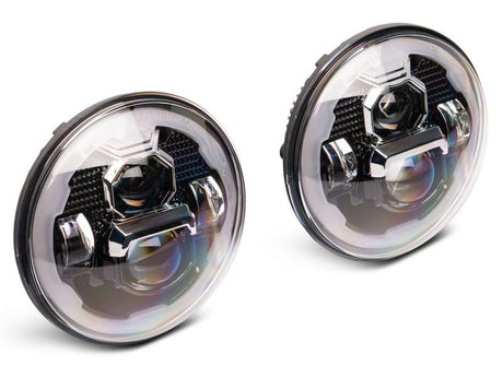 Phares à DEL Raxiom 07-18 Jeep Wrangler JK Axial 7 pouces avec clignotants DRL - Boîtier noir (transparent)