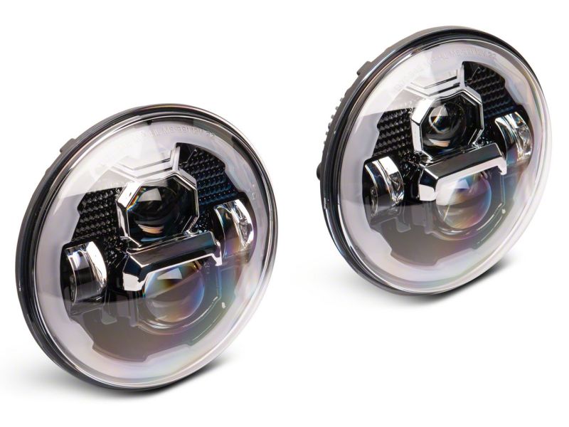 Raxiom 07-18 Jeep Wrangler JK Axial 7-In LED Headlights w/ DRL Turn Signals- Blk Housing (Clear)