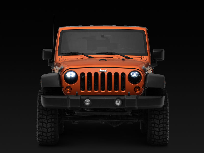 Phares à LED Raxiom 97-18 Jeep Wrangler TJ/JK Axial Series - Boîtier noir (lentille transparente)