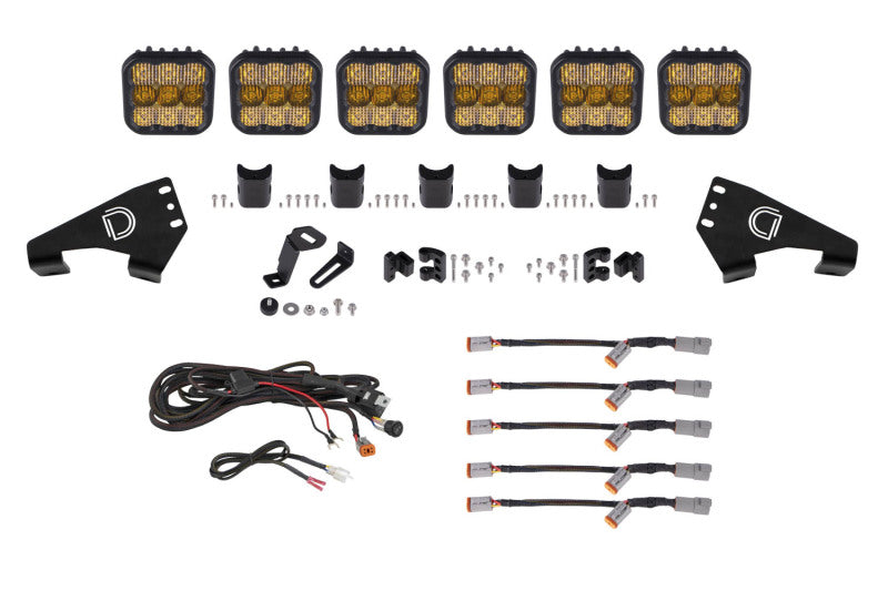 Kit de barre lumineuse combo jaune pour toit Polaris RZR SS5 Sport CrossLink 20-Present de Diode Dynamics