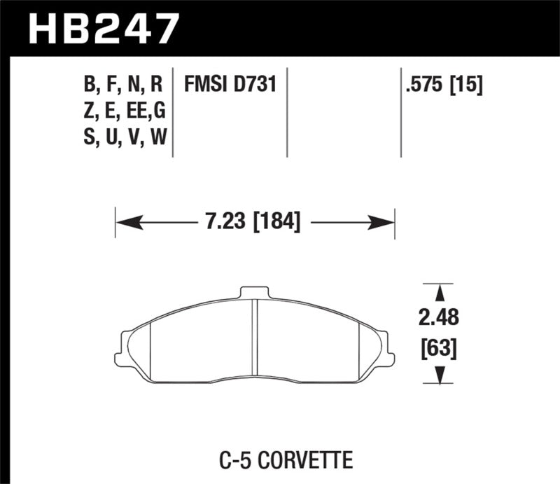 Plaquettes de frein avant composites HT-10 pour Chevy Corvette 97-13 Hawk