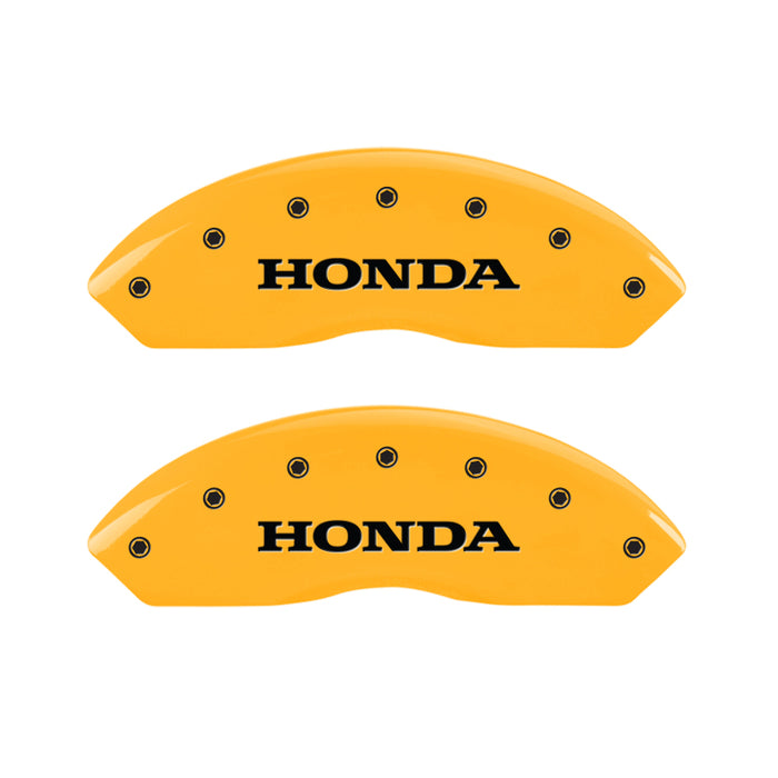 MGP 4 Caliper Covers Engraved Front Honda Engraved Rear Odyssey Yellow finish black ch