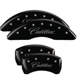Couvre-étriers MGP 4 gravés avant et arrière cursive/finition noire Cadillac argent ch