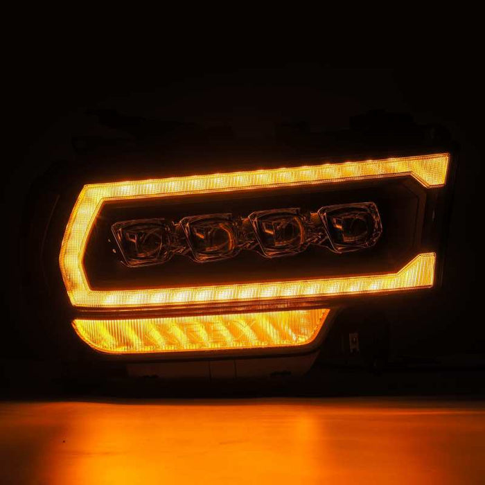 Phares à LED AlphaRex 19-21 Ram 2500 NOVA de style planche, noir avec éclairage actif/signal séquentiel/DRL