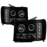 Phares de projecteur Spyder GMC Sierra 1500/2500 07-13 LED Halo- LED Blk Smke PRO-YD-GS07-HL-BSM