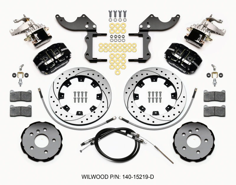 Kit arrière Wilwood Dynapro Radial4 / MC4 12.19 percé 2014-2015 Mini Cooper avec conduites et câbles