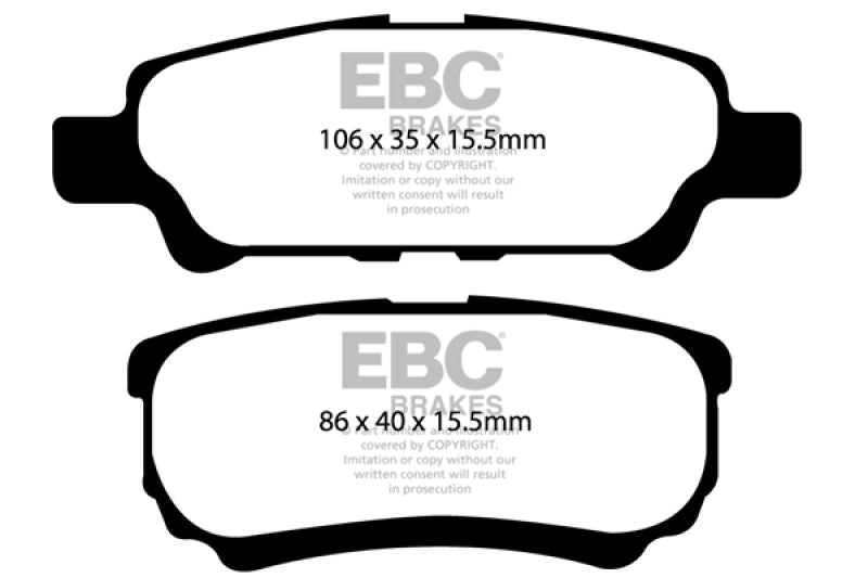 Plaquettes de frein arrière extra-robustes EBC 06-12 Dodge Caliber 2.4