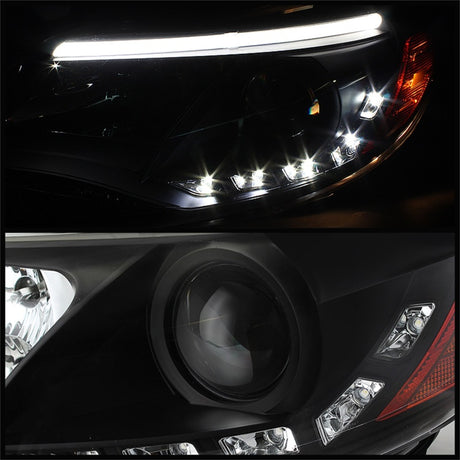 Phares de projecteur Spyder Ford Focus 12-14 Modèle halogène uniquement - DRL Noir PRO-YD-FF12-DRL-BK