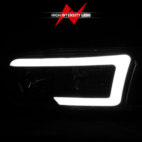 ANZO 99-17 GMC Sierra/Denali Headlights Black Amber (w/C Light Bars)