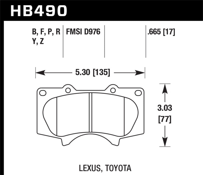 Plaquettes de frein avant pour Lexus GB460 HPS 5.0 2010-2014 Hawk