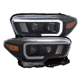Phares de projecteur ANZO 2016-2017 Toyota Tacoma avec interrupteur de style planche noir avec ambre avec DRL