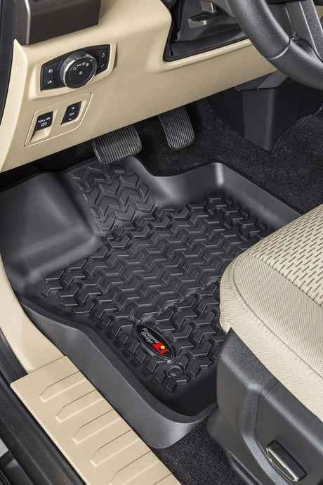 Revêtement de plancher avant Rugged Ridge noir pour Ford F-150 / Raptor / Extended / Super Crew Cab 2015-2020