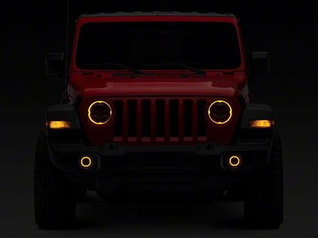 Raxiom 18-23 Jeep Wrangler JL Axial Series 9-In Angel Eye LED Headlights- Blk Housing (Clear Lens)