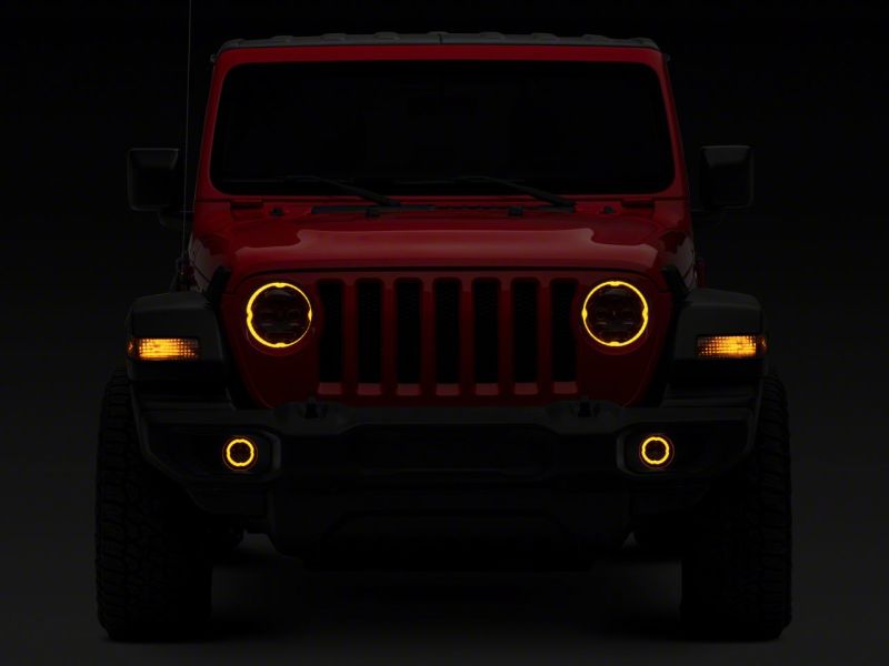 Phares à DEL Angel Eye de 9 po de la série Axial Jeep Wrangler JL de Raxiom 18-23 - Boîtier noir (lentille transparente)