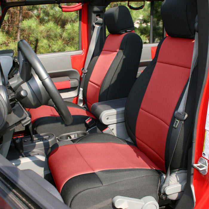 Ensemble de housses de siège Rugged Ridge noir/rouge 11-18 Jeep Wrangler JK 4 portes