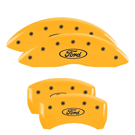 Couvre-étriers MGP 4 gravés avant Mustang arrière Pony Yellow Finish Black Char 1997 Ford Mustang