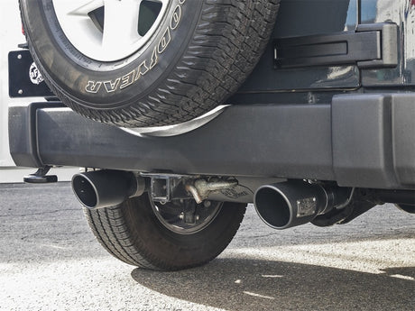 Échappement arrière aFe Rebel Series 2,5 pouces 409 SS avec embouts noirs pour Jeep Wrangler (JK) 2007+ V6 3,6 L/3,8 L