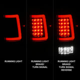 Feux arrière à LED ANZO 2004-2006 Ford F-150 avec barre lumineuse, boîtier noir, lentille transparente