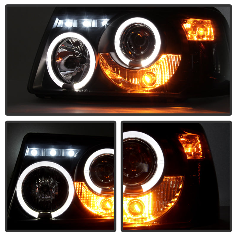 Phares de projecteur Spyder Ford Ranger 01-11 1PC LED Halo LED Blk Smke PRO-YD-FR01-1PC-HL-BSM