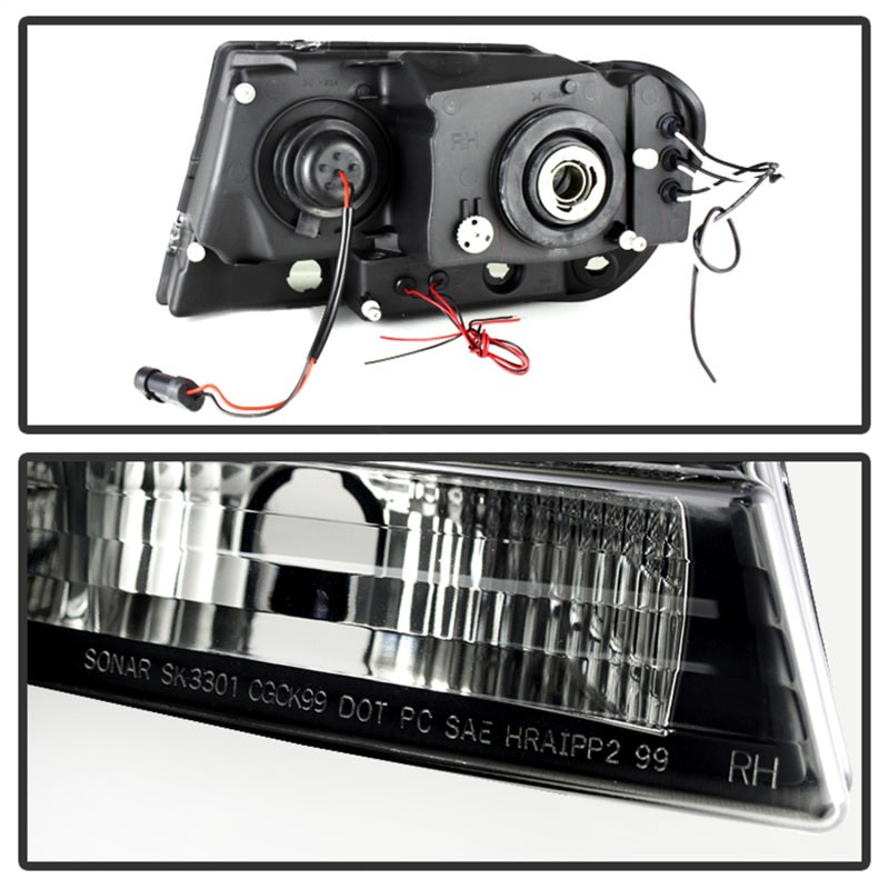 Phares de projecteur Spyder Jeep Grand Cherokee 99-04 LED Halo LED Fumée noire PRO-YD-JGC99-HL-BSM