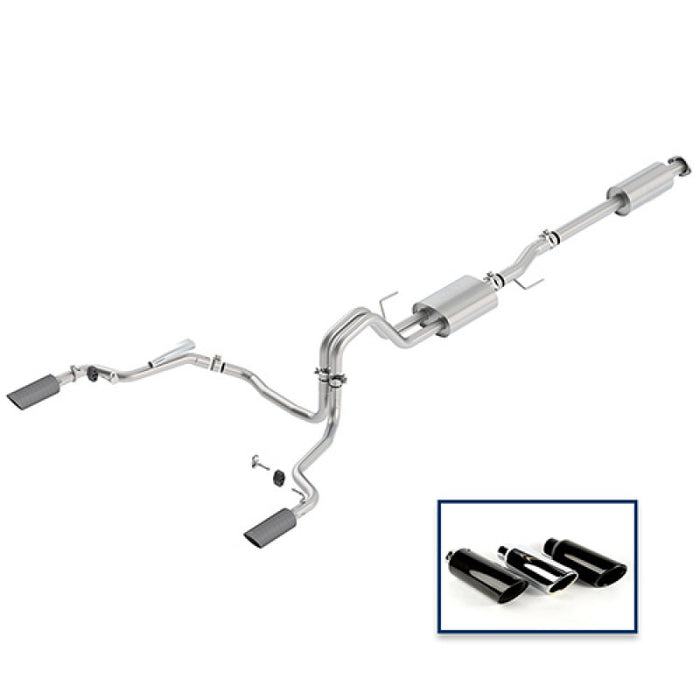 Système d'échappement sport Cat-Back Ford Racing 15-18 F-150 5.0L - Embouts en fibre de carbone pour sortie arrière