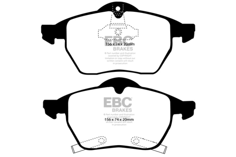 Plaquettes de frein avant EBC 98 Saab 9-3 2.0 Turbo Greenstuff