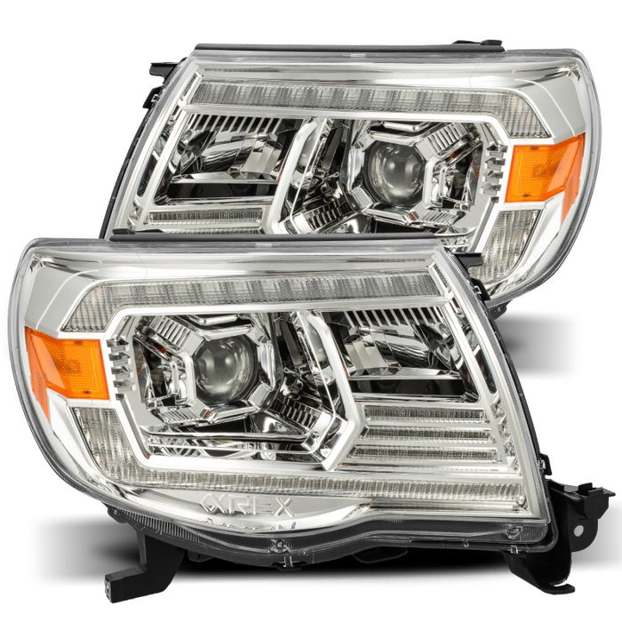 Phares de projecteur à LED AlphaRex 05-11 Toyota Tacoma LUXX style planche chromé avec lumière d'activation/DRL