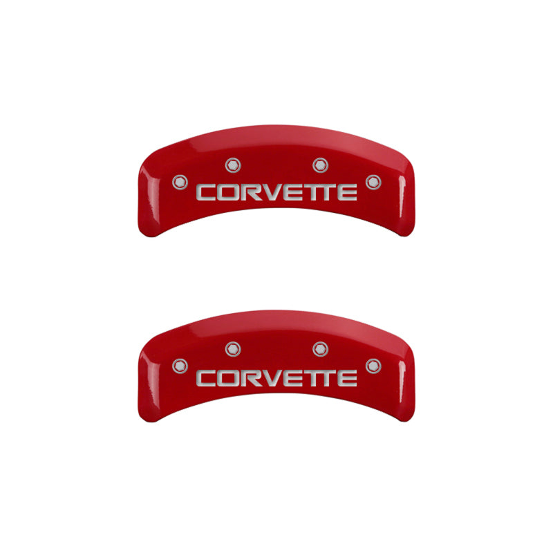 Couvre-étriers MGP 4 rouge brillant gravés avec Corvette C4 (kit complet 4 pièces)