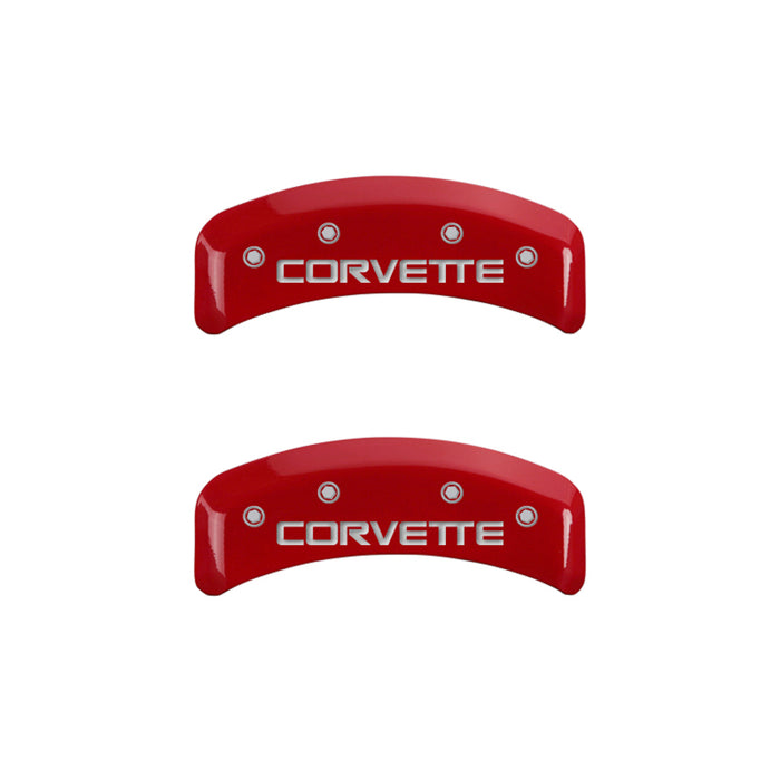 Couvre-étriers MGP 4 rouge brillant gravés avec Corvette C4 (kit complet 4 pièces)