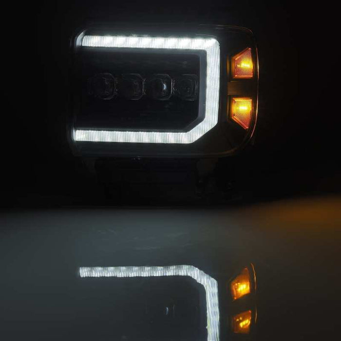 Phares à LED AlphaRex 14-18 GMC Sierra NOVA de style planche, noir avec éclairage actif/signal séquentiel/DRL