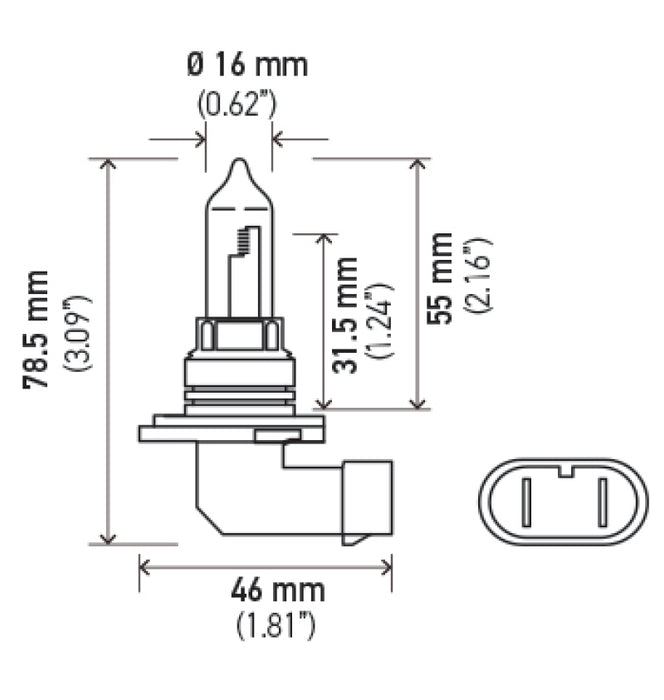 Ampoule halogène Hella 9005/HB3 12V 100W P20d T4