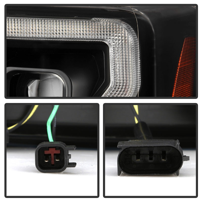 Phares avant Spyder à LED chromés pour Ford F-250/F-350/F450 17-18 PRO-YD-FS17HALAP-SEQ-BK