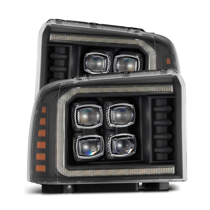 AlphaRex 05-07 Ford F250/350/450/550 Super Duty NOVA LED Proj HL Blk avec lumière d'activation et signal de séquence + SB DRL