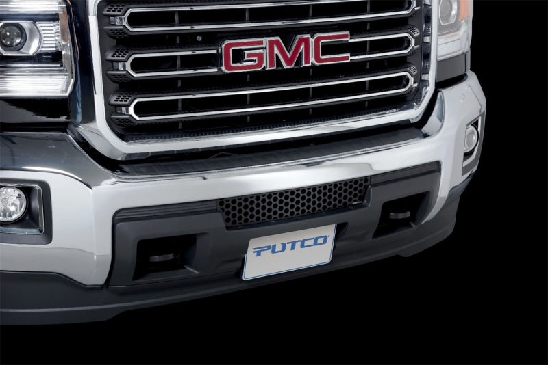 Putco 15-19 GMC Sierra HD - Grille de pare-chocs en acier inoxydable - Design perforé noir Inserts de grille de pare-chocs