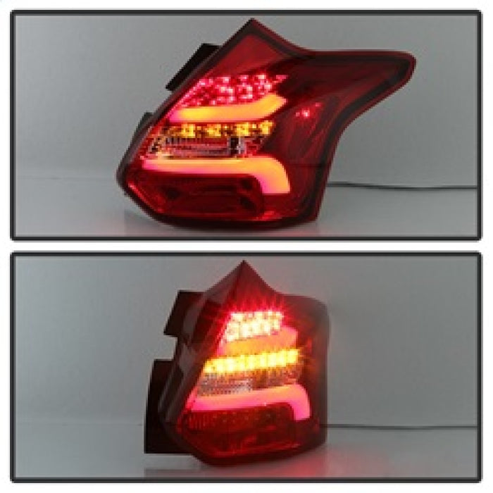 Feux arrière à LED Spyder 12-14 Ford Focus 5DR - Rouge transparent (ALT-YD-FF12-LED-RC)