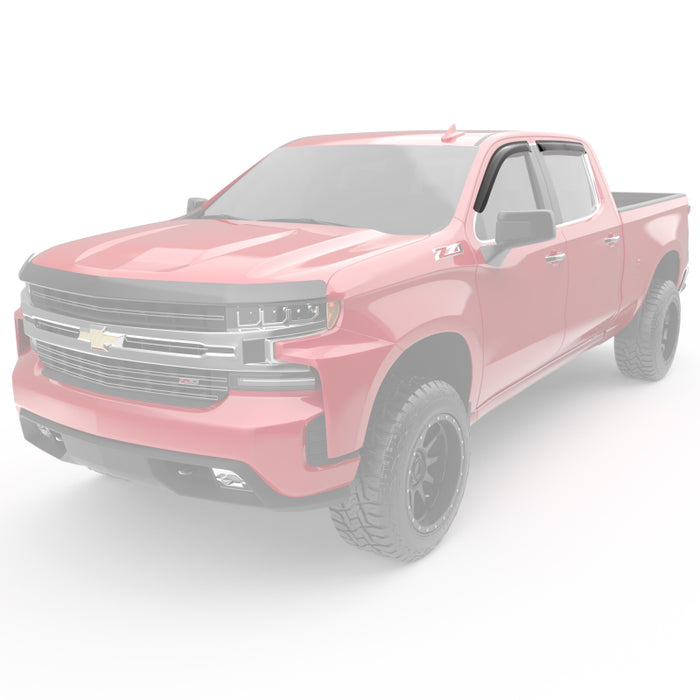 Visières de fenêtre à ruban adhésif EGR 2019 Chevy 1500 Double Cab - Ensemble de 4 fumées foncées