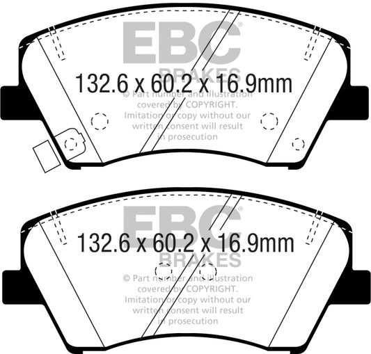 EBC 2017+ Hyundai Elantra 1.4L Turbo Redstuff Front Brake Pads