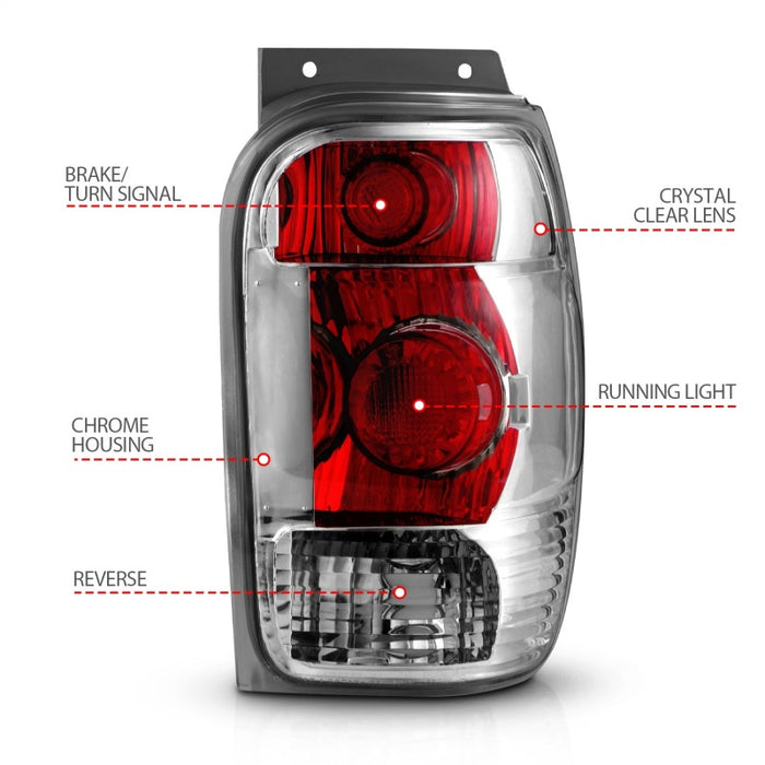 Feux arrière chromés ANZO pour Ford Explorer 1998-2001