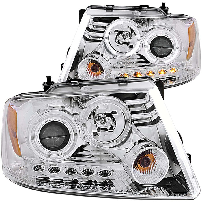 Phares de projecteur ANZO 2004-2008 Ford F-150 avec halo et LED Chrome G2