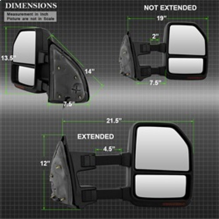 Rétroviseurs manuels télescopiques à LED xTune 08-15 Ford Super Duty - Smk (paire) (MIR-FDSD08S-G4-MA-RSM-SET)