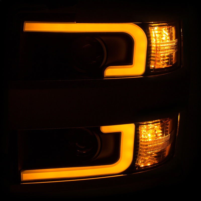 Phares de projecteur ANZO 15-17 Chevrolet Silverado 2500HD / 3500HD Noir avec bordure chromée