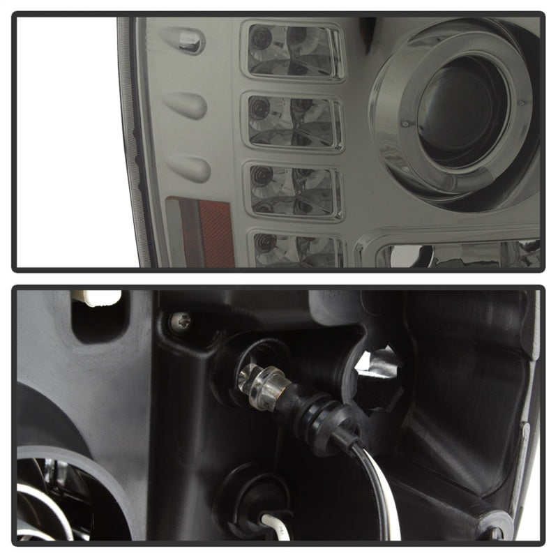 Phares de projecteur Spyder GMC Sierra 1500/2500/3500 07-13 LED Halo- LED Smoke PRO-YD-GS07-HL-SM