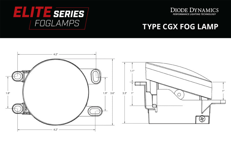 Feux antibrouillard Diode Dynamics Elite Series Type CGX - Jaune (paire)