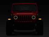Raxiom 18-22 Jeep Wrangler JL/JT Axial 9-Inch LED Headlights w/RGB Halo- Blk Housing (Clear Lens)