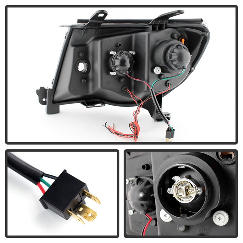 xTune Toyota Tacoma 05-11 Halo Projector Headlights Black PRO-JH-TT05-LED-BK