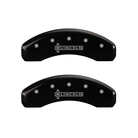 Couvre-étriers MGP 4 gravés avant et arrière Lincoln Black finition argent ch