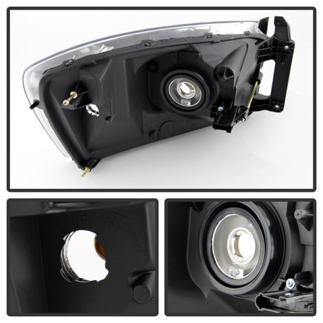 xTune Dodge Ram 1500 06-08 / Ram 2500/3500 06-09 Amber Crystal Headlights Chrome HD-JH-DR06-AM-C