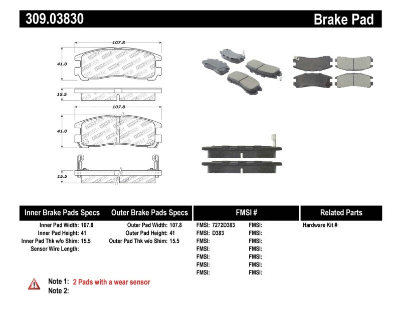 Plaquettes de frein arrière StopTech Performance 4/89-99 Mitsubishi Eclipse GST