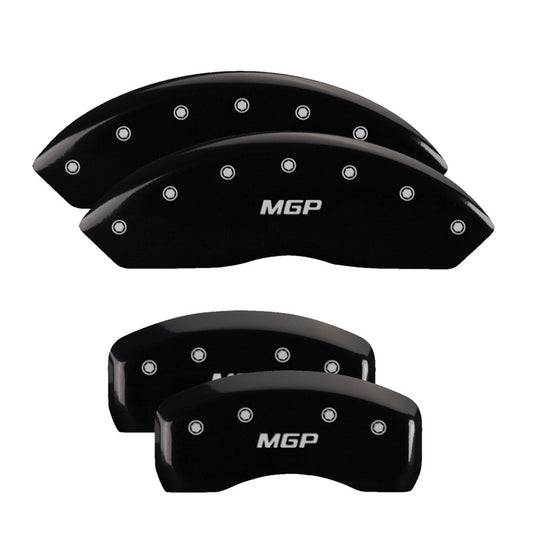 MGP 4 Caliper Covers Engraved Front & Rear MGP Black Finish Silver Char 2018 Nissan Armada